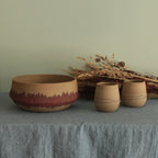 Red stripe serving bowl