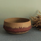 Red stripe serving bowl
