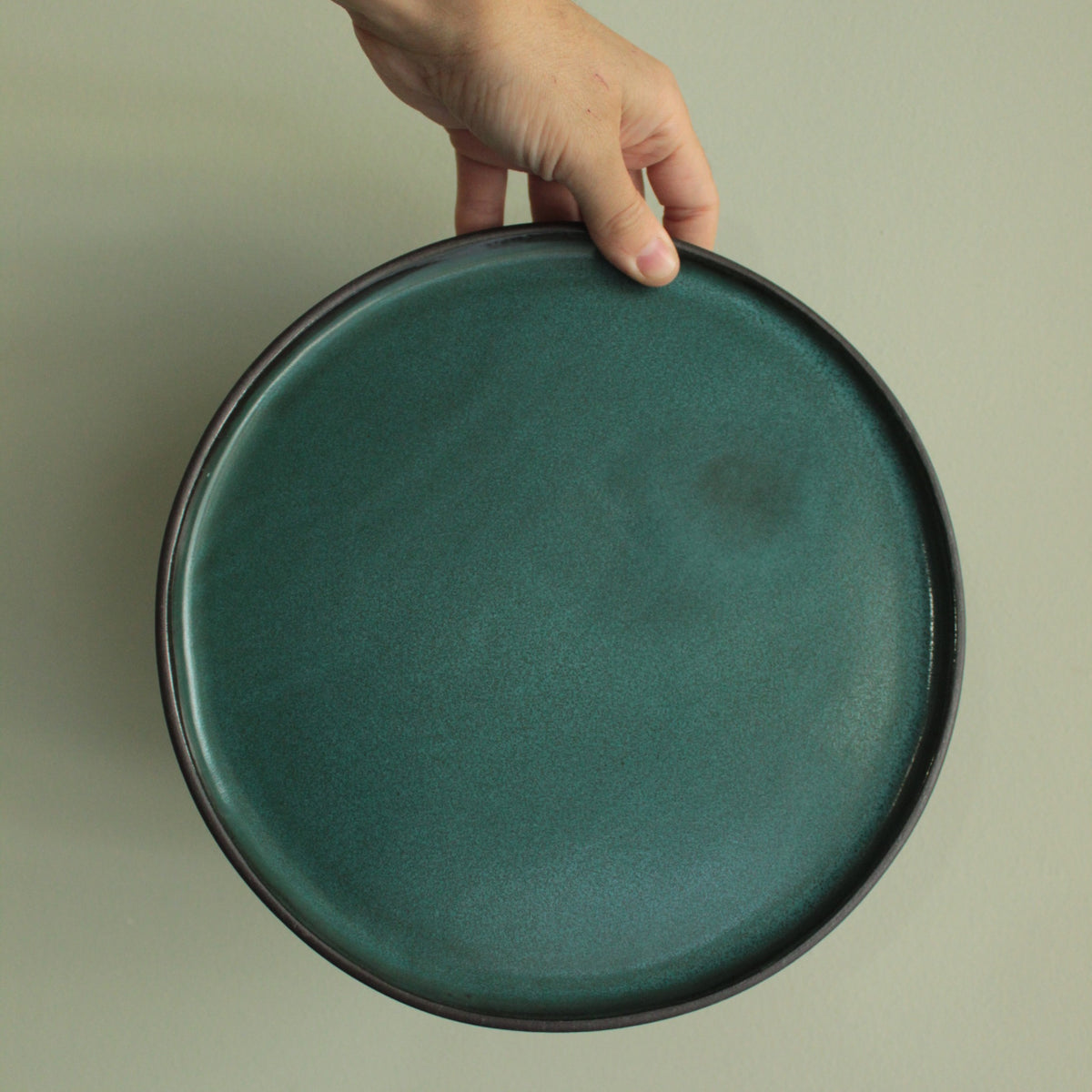 Botanical green dinner plate
