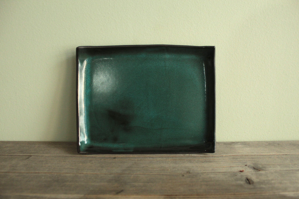 Rectangular serving platter - botanical green