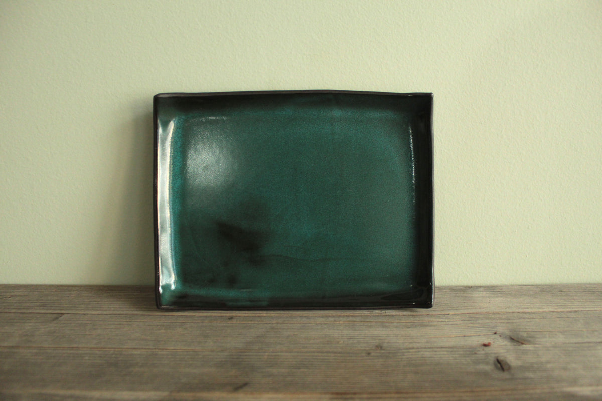 Rectangular serving platter - botanical green