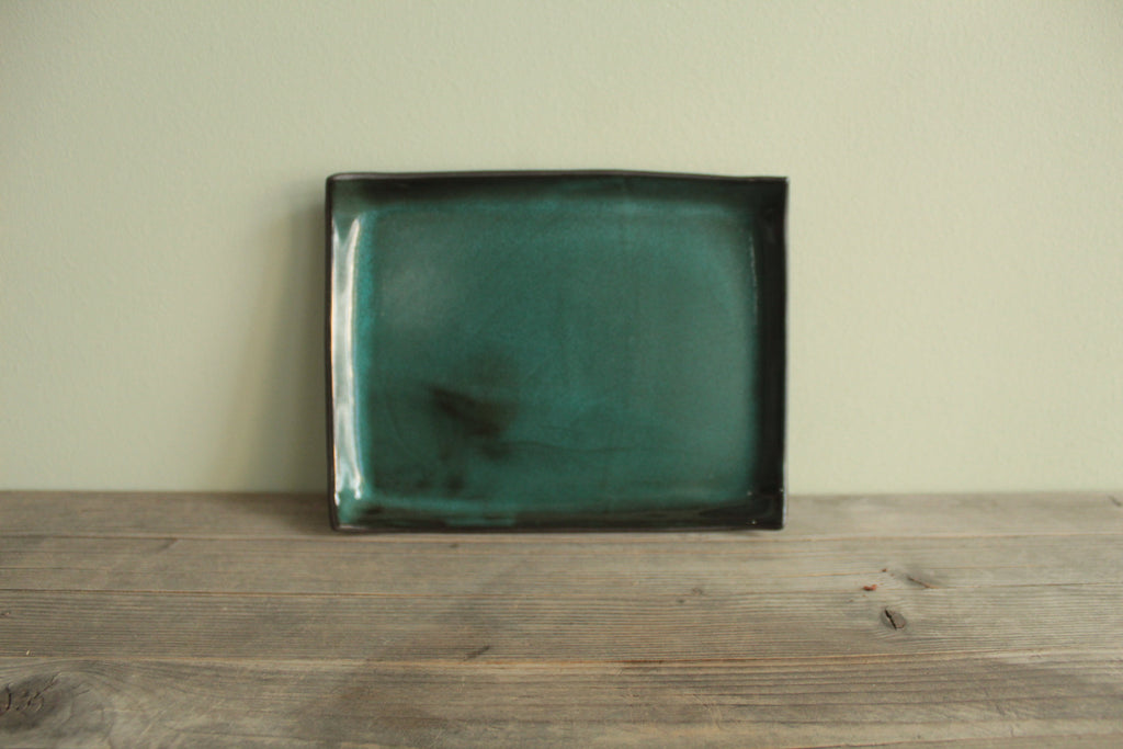 Rectangular serving platter - botanical green