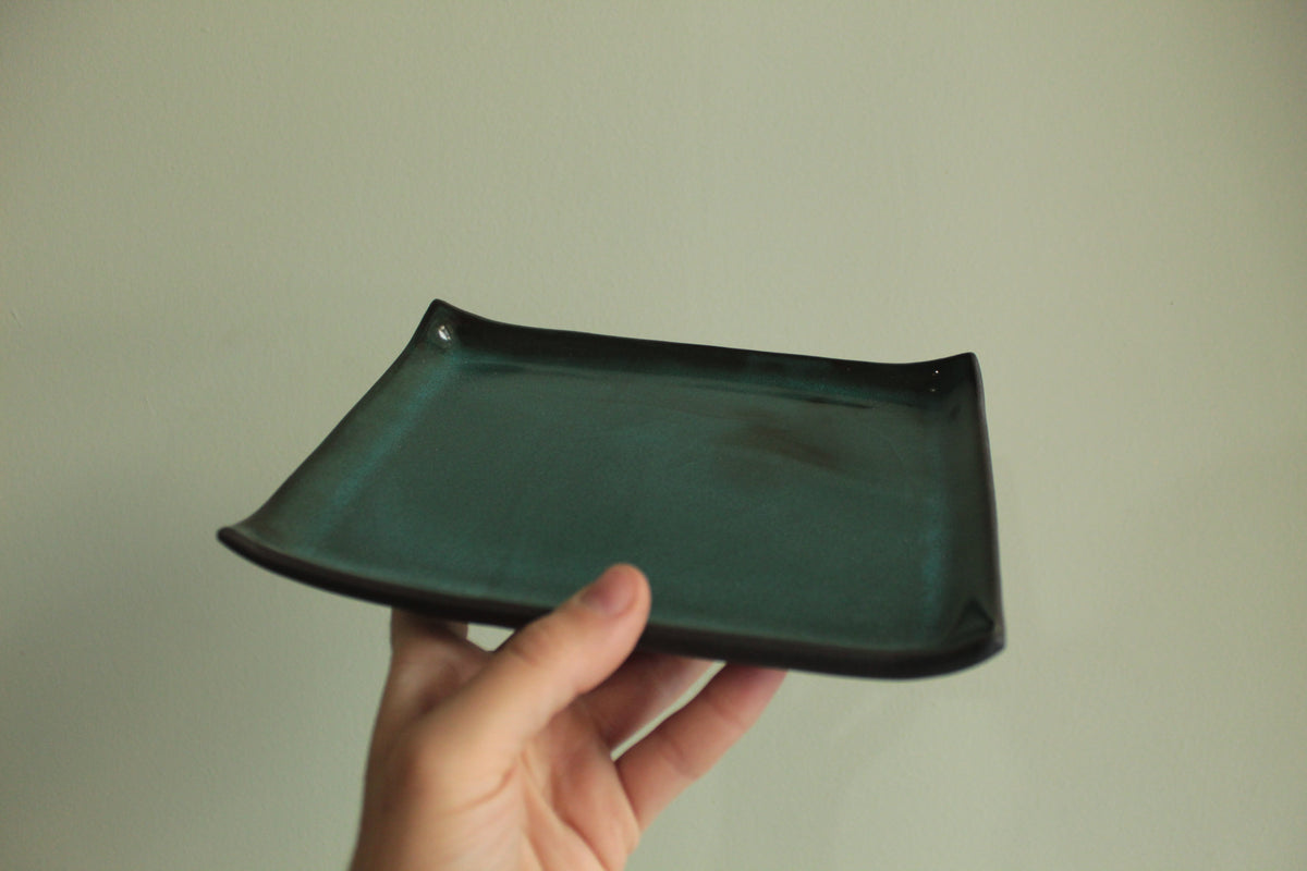 Rectangular serving platter - botanical green