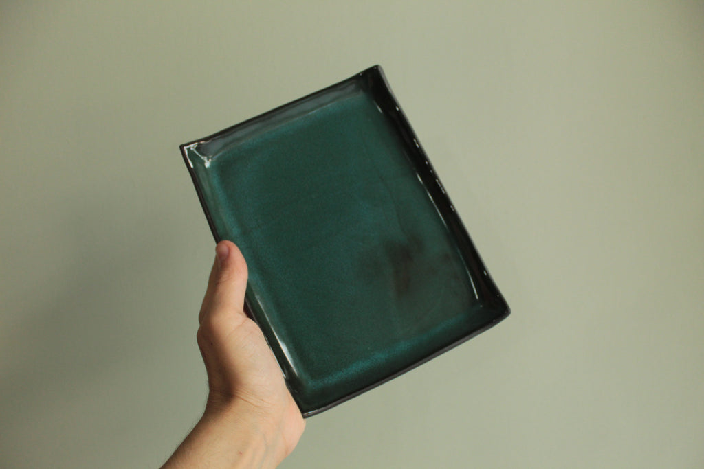 Rectangular serving platter - botanical green