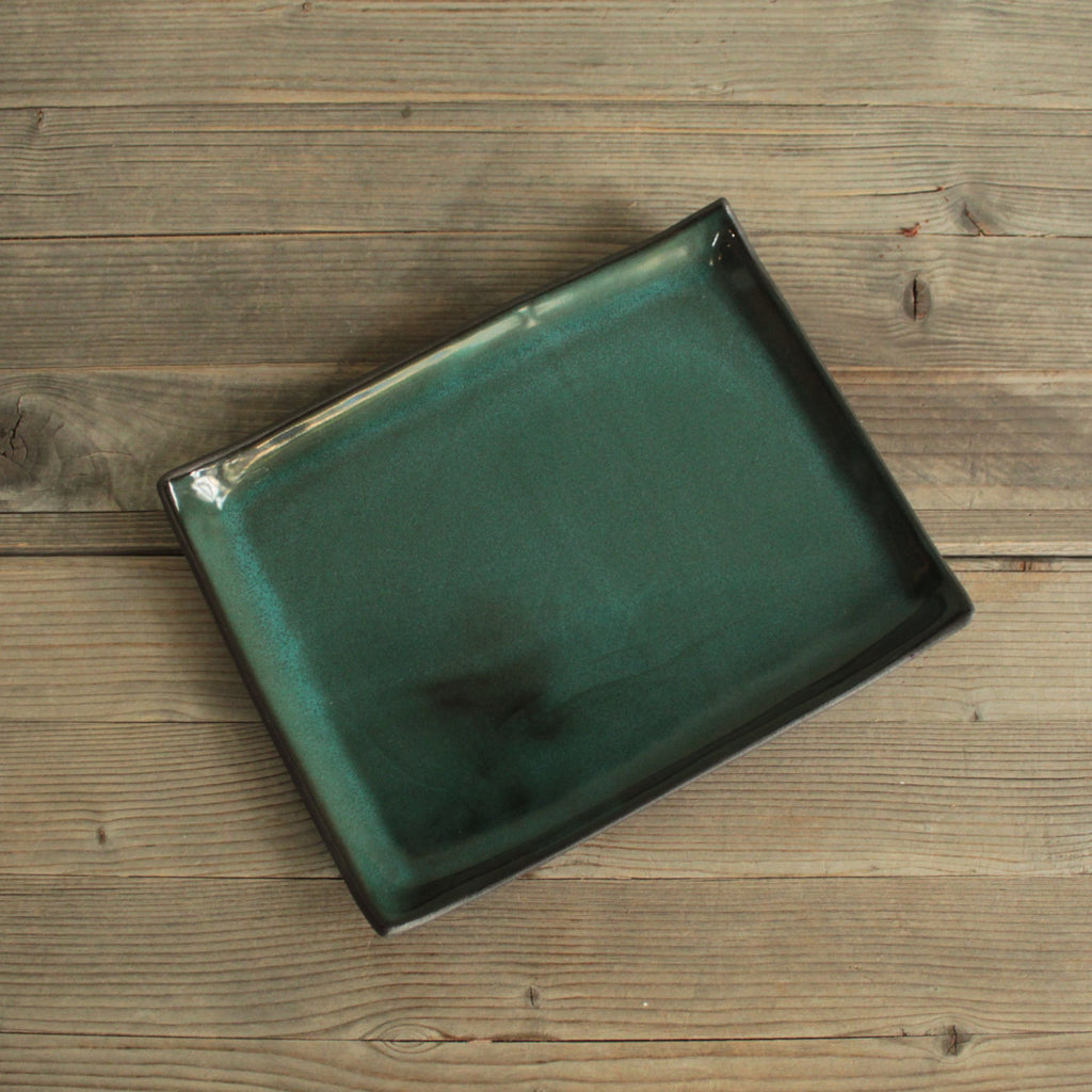 Rectangular serving platter - botanical green