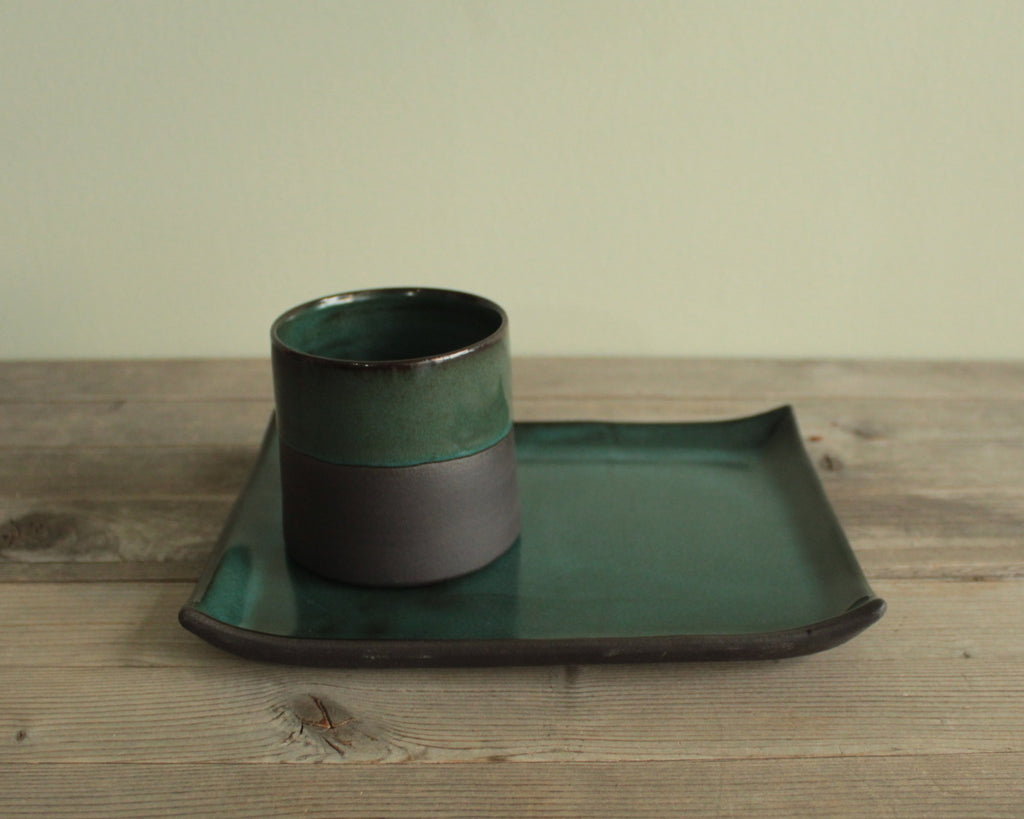 Rectangular serving platter - botanical green