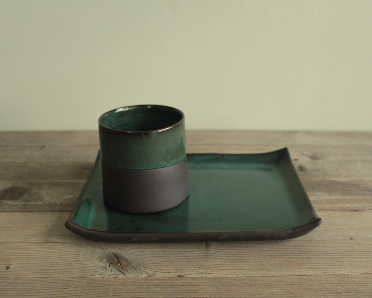 Rectangular serving platter - botanical green