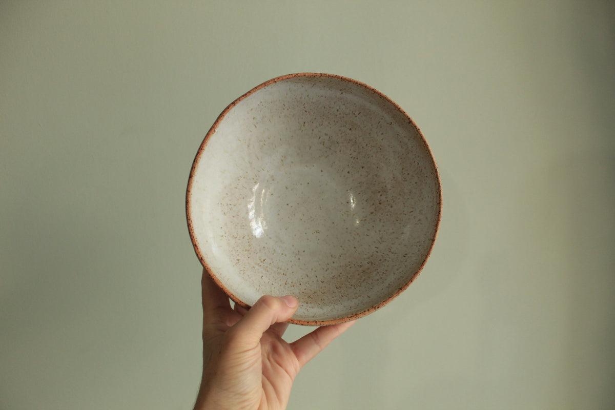 Yellow bowl with silky white glaze