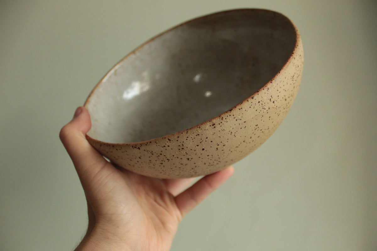 Yellow bowl with silky white glaze