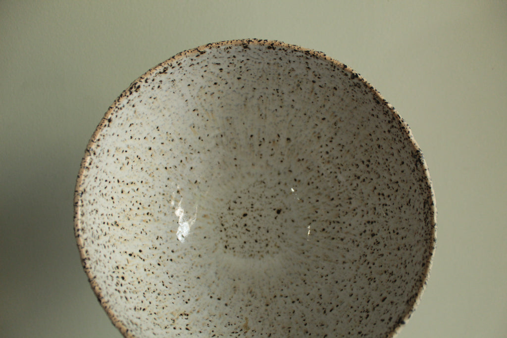 Beige bowl with silky white glaze