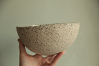 Beige bowl with silky white glaze
