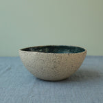 Load image into Gallery viewer, Beige bowl with botanical green glaze

