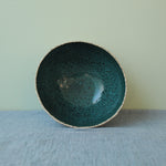 Load image into Gallery viewer, Beige bowl with botanical green glaze
