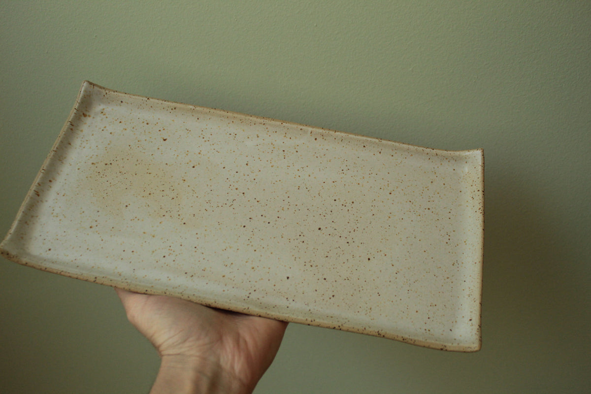 Rectangular serving platter - white speckled