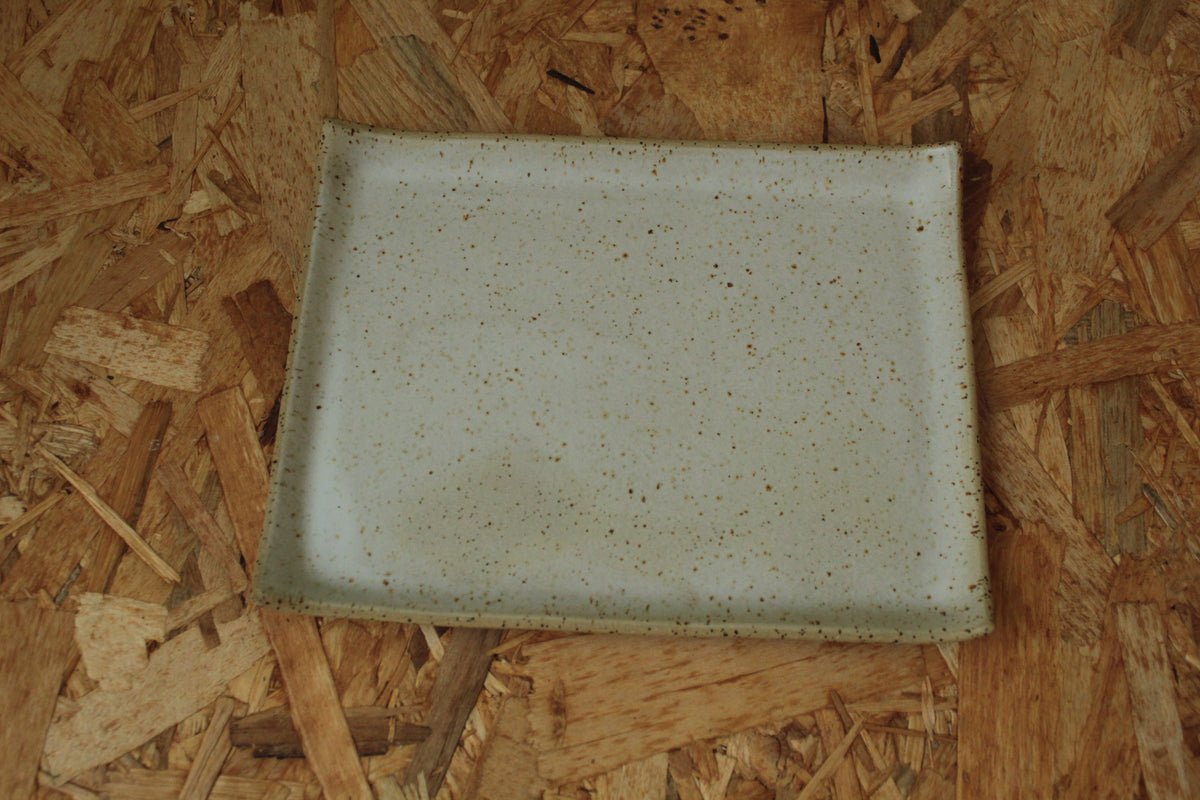 Rectangular serving platter - white speckled