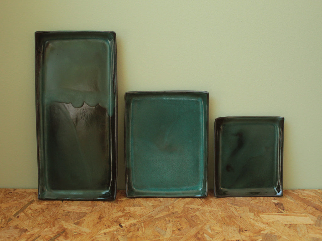 Rectangular serving platter - botanical green