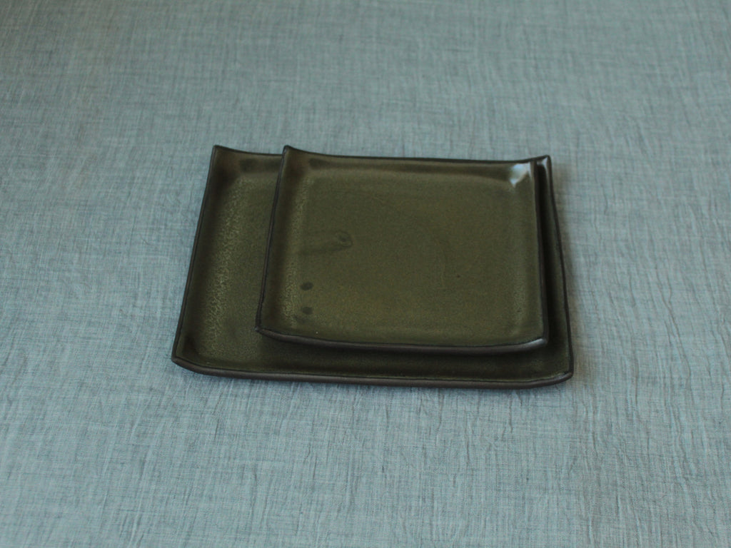 Rectangular serving platter - olive green