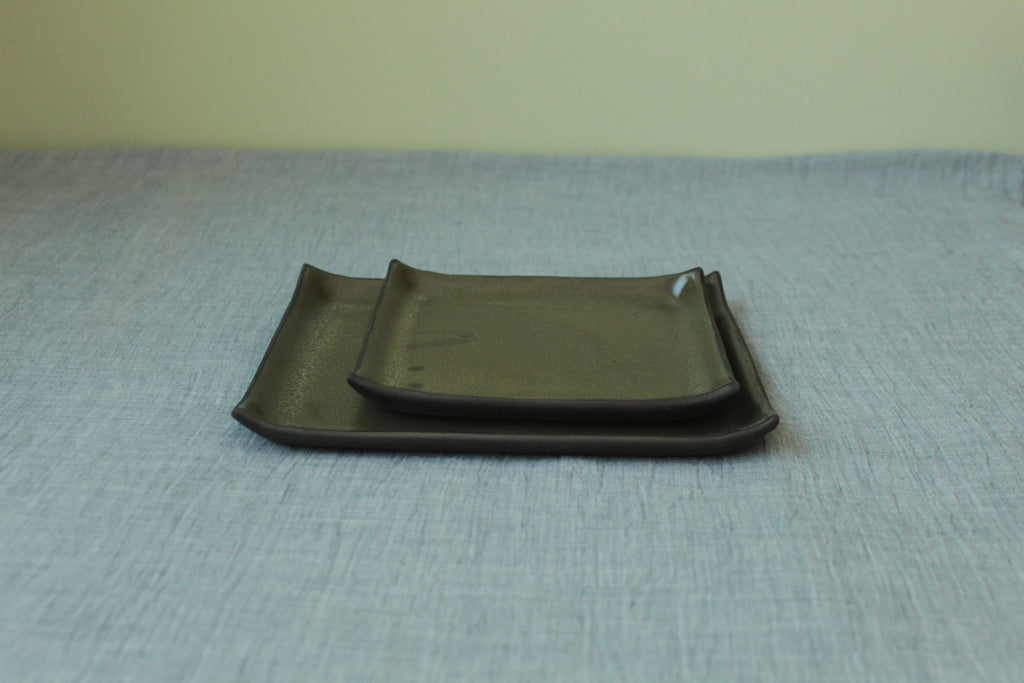 Rectangular serving platter - olive green