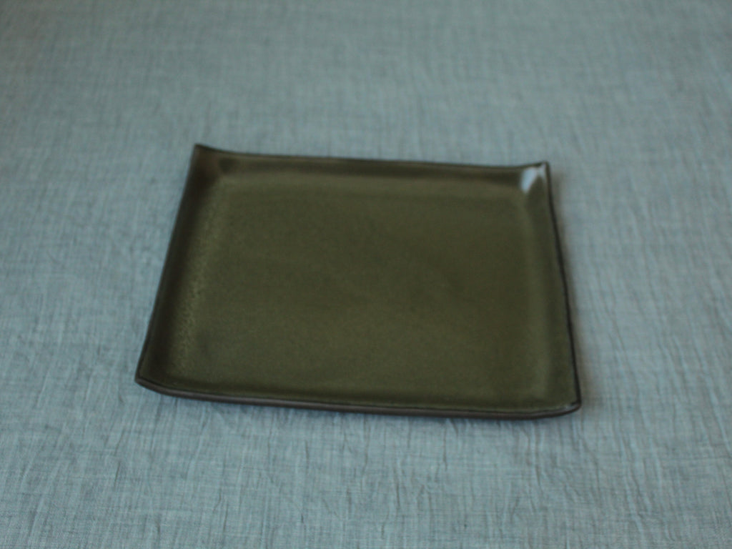 Rectangular serving platter - olive green