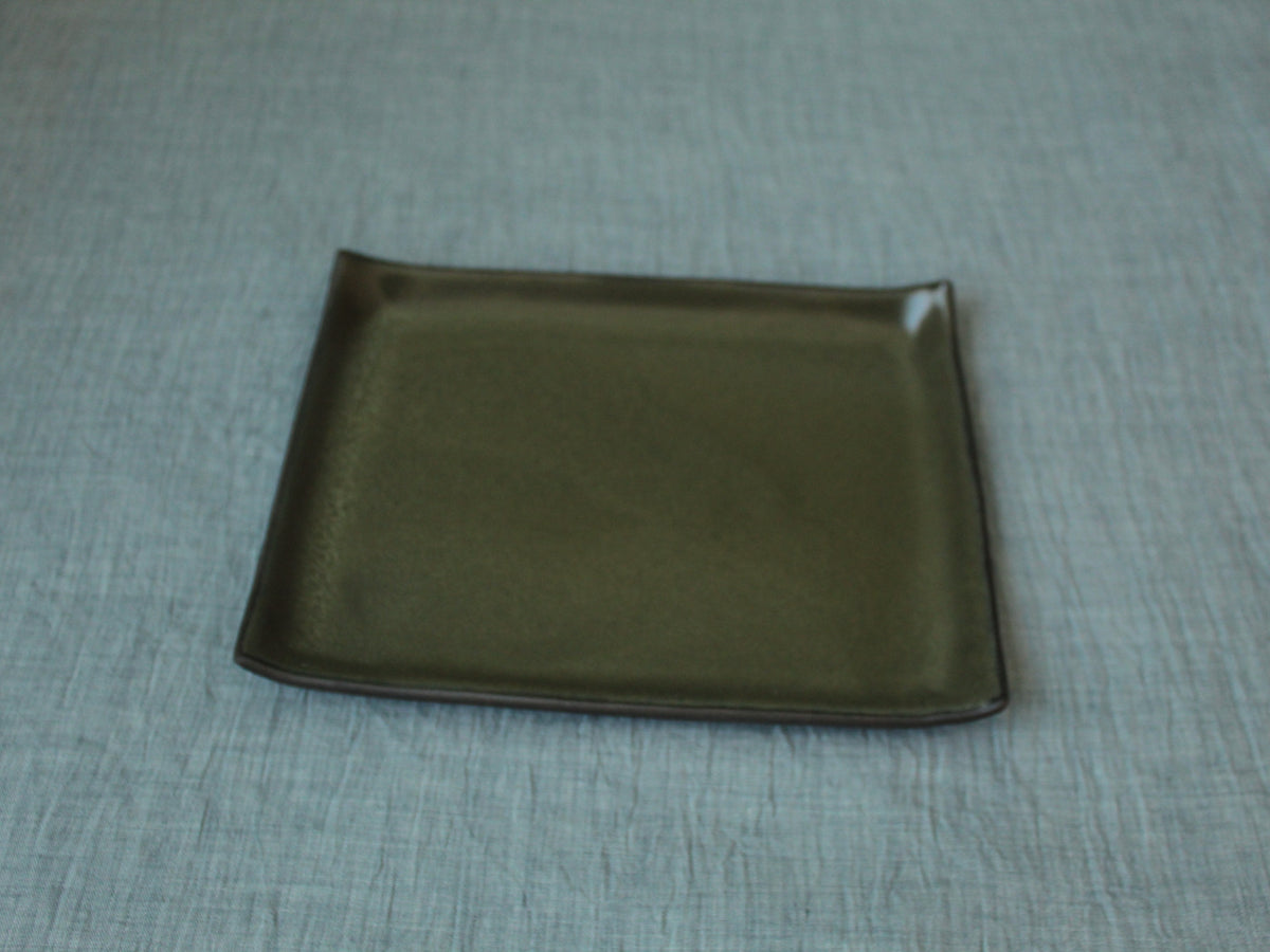 Rectangular serving platter - olive green