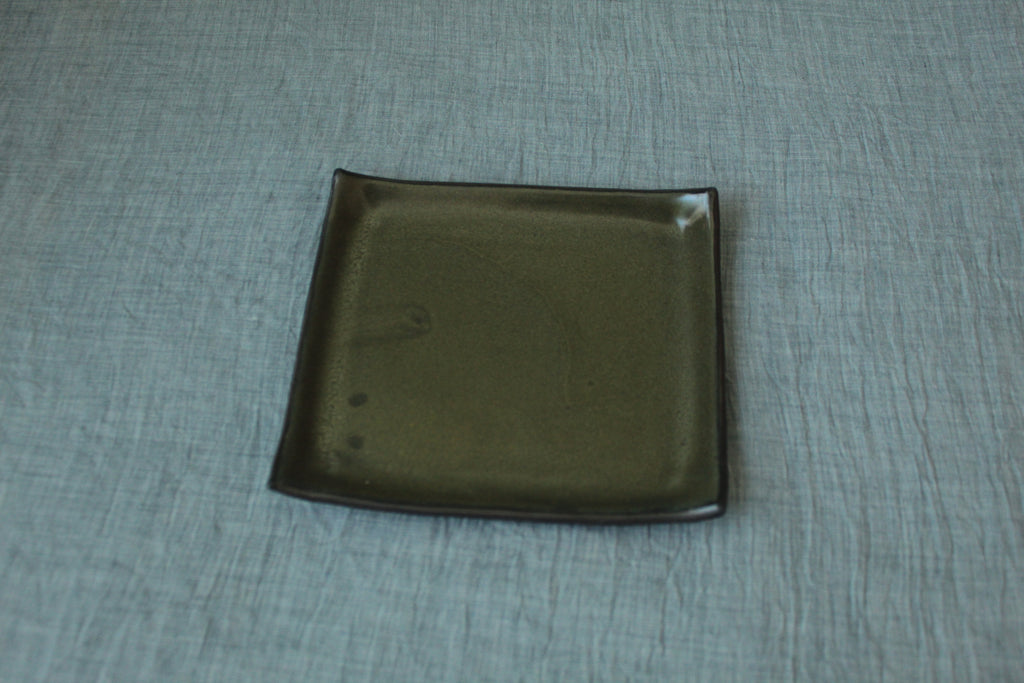 Rectangular serving platter - olive green