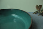 Brown and botanical green serving bowl Extra Large