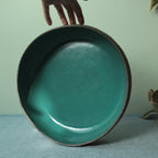 Brown and botanical green serving bowl Extra Large