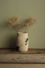 Load image into Gallery viewer, White vase with green design
