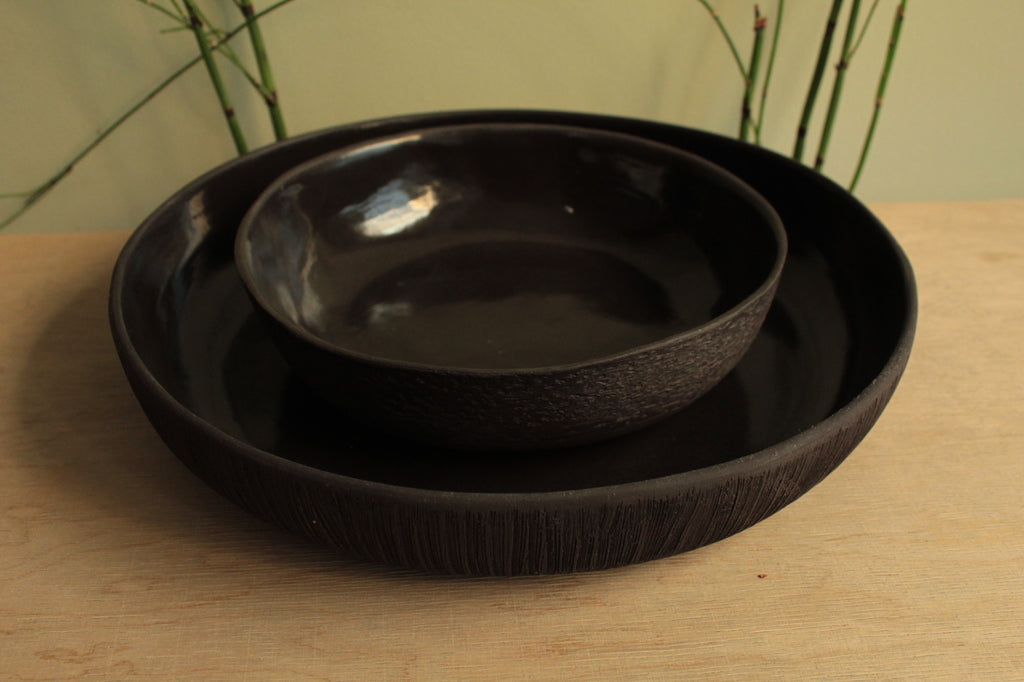 Black platter with texture