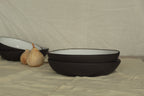 Black and white pasta plate