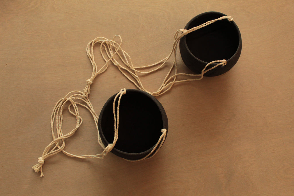Black hanging indoor planter