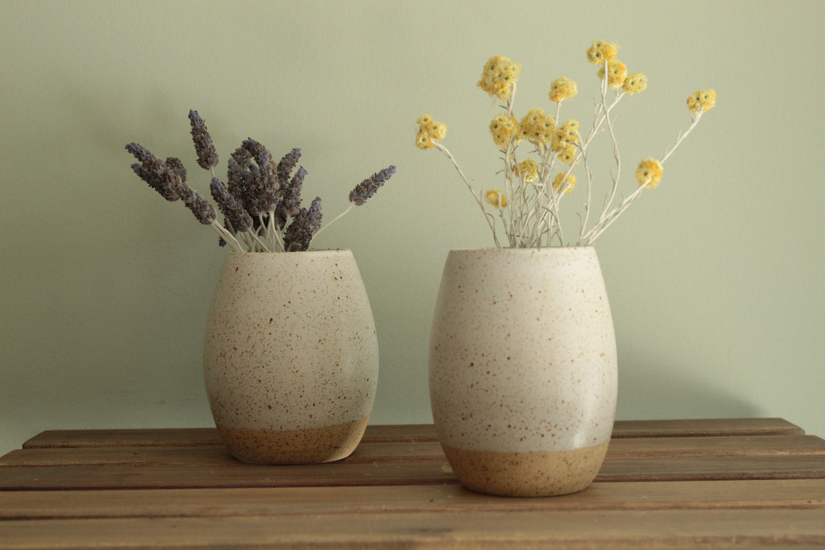 White speckled vase - small