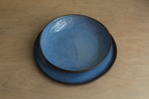 Blue pasta plate