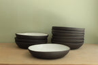 Black and white pasta plate