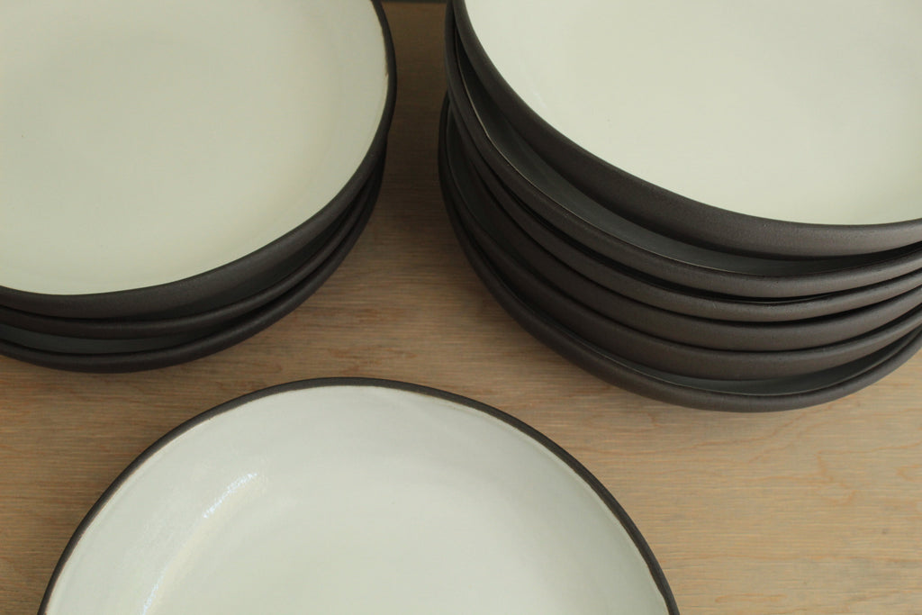 Black and white pasta plate