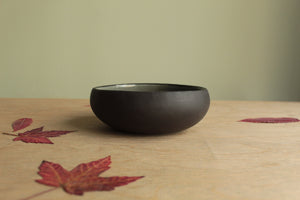 Black with blue round bowl