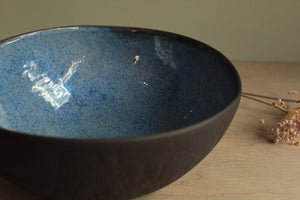 Black/Blue serving bowl with texture