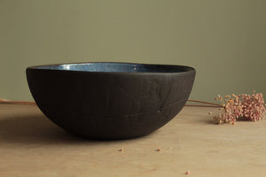 Black/Blue serving bowl with texture