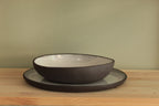 Black and white dinner plate
