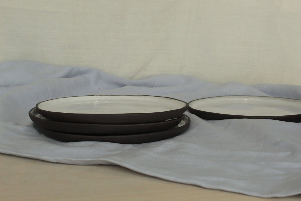 Black and white dinner plate