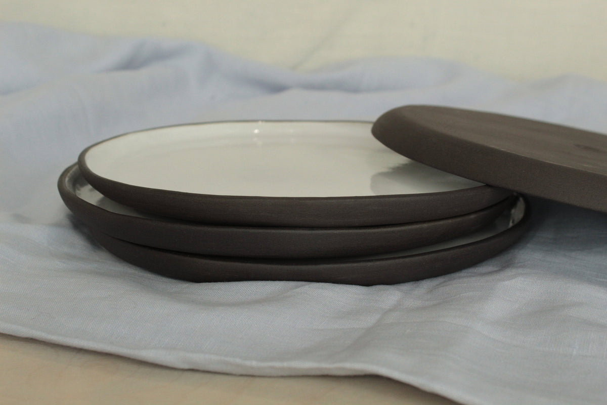 Black and white dinner plate