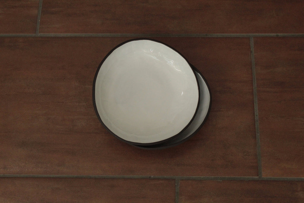 Black and white pasta plate