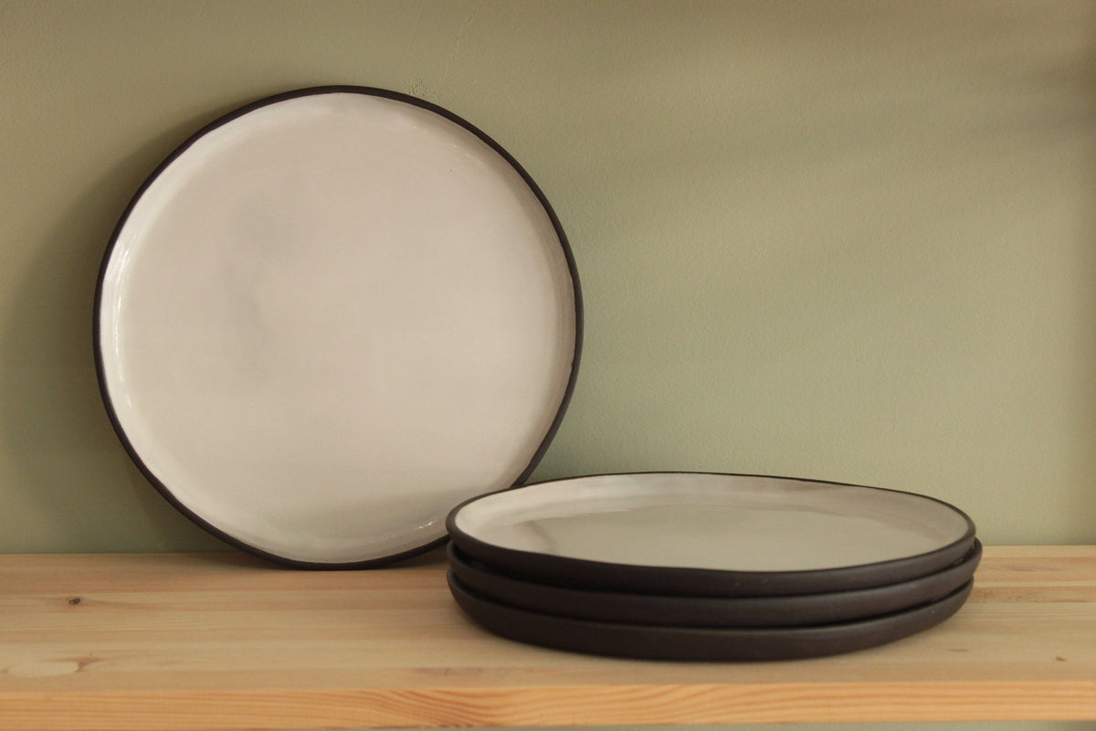 Black and white dinner plate